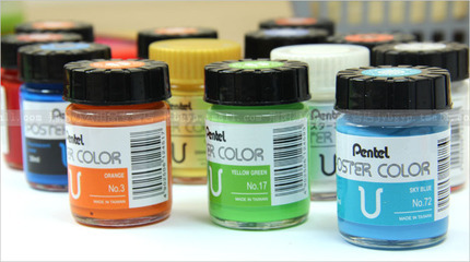 日本Pentel派通30ml廣告畫(huà)顏料 金銀水粉與熒光色彩的藝術(shù)創(chuàng)新